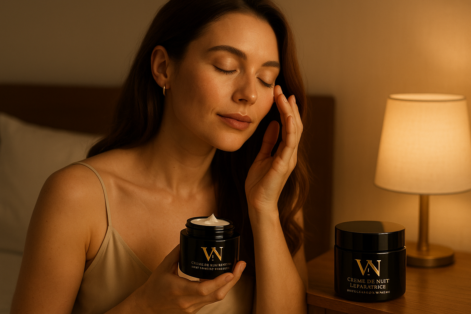 Femme appliquant la crème VN